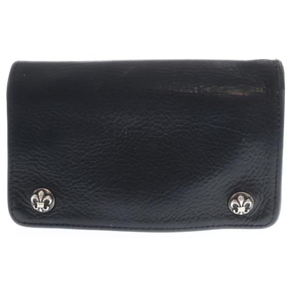 クロムハーツ　1ZIP　ウォレット クロムハーツ1ジップクロスボタンレザーウォレットクロスパッチ