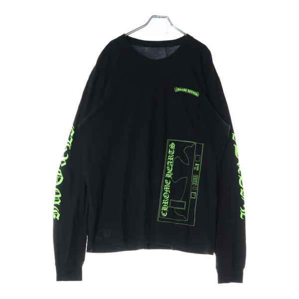 CHROME クロムハーツ 長袖Tシャツ 青山限定 ブラック×ネオングリーン