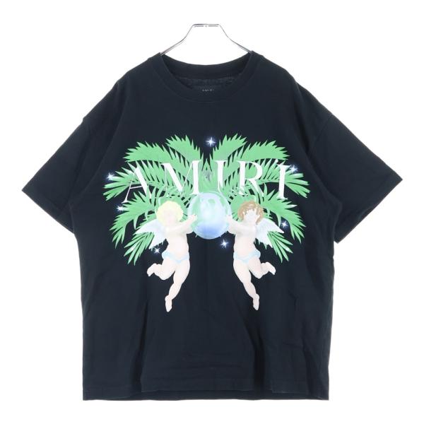アミリ サイズ:L エンジェル ロゴプリントTシャツ 中古 BS99 AMIRI（アミリ） エンジェルプリント 半袖Tシャツ カットソー ブラック