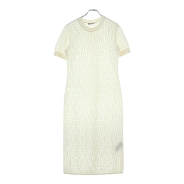 FENDI（フェンディ） インナー付き ズッカ柄 ニット半袖ワンピース