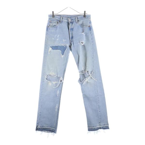 READY MADE レディメイド 22SS ダメージ加工 リメイク加工ストレートロングデニムパンツ インディゴ RE-CO-BL-00-00-191 READYMADE（レディメイド） 22SS ダメージ加工 リメイク加工ストレート