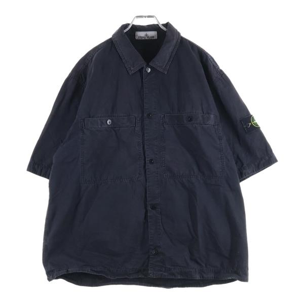STONE ISLAND ストーンアイランド ブラッシュ加工 コットンキャンバスシャツ ブラック K1S151200029 S00WN