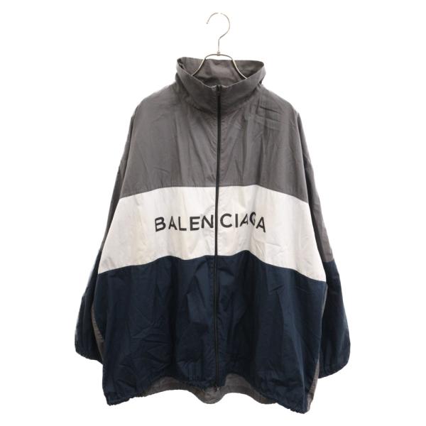 BALENCIAGA バレンシアガ 18SS TRACKSUIT POPLIN SHIRT JACKET ポプリンシャツトラックジャケット グレー/ネイビー/ホワイト 508901 TWB13 shopbring_3624e290019