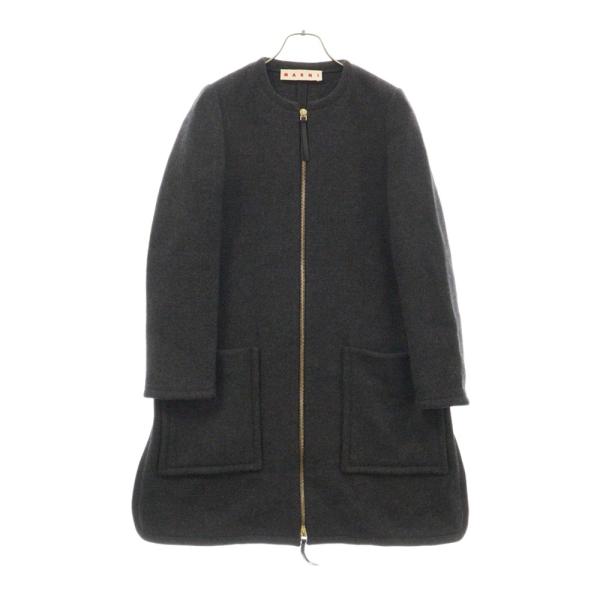 MARNI マルニ ノーカラー ジップアップ ウールコート