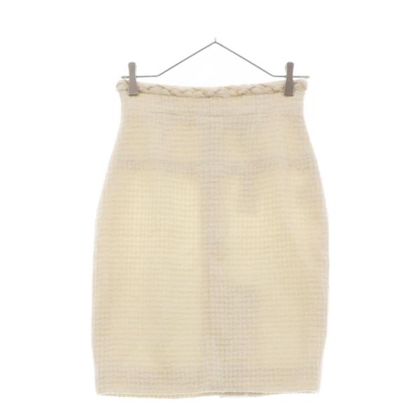 CHANEL シャネル　ツイードスカート　ココボタン　ココマーク　シルク　膝丈 CHANEL シャネル ココボタン ウール ツイード タイトスカート