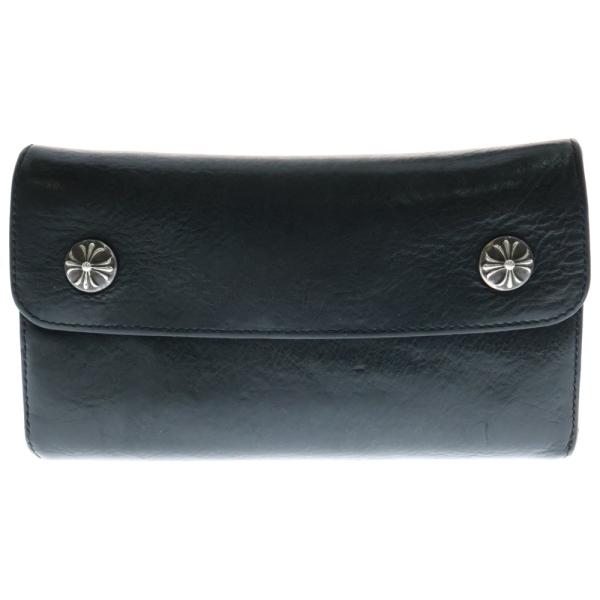 【専用】CHROME HEARTSクロムハーツ ウェーブウォレットブラックレザー クロムハーツ 財布 (Chrome Hearts) ウォレット ウェーブ ミニ