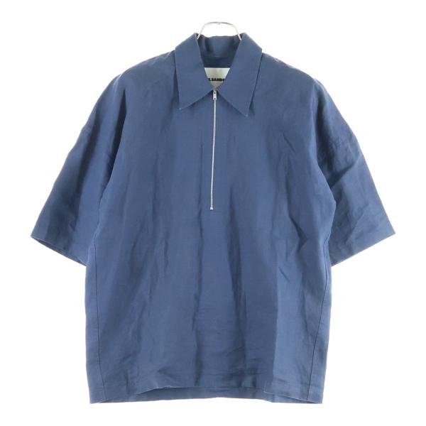 JILSANDER/ジルサンダー ハーフジップス半袖シャツ JIL SANDER（ジルサンダー） 23SS オーバーサイズ リネン ハーフジップ