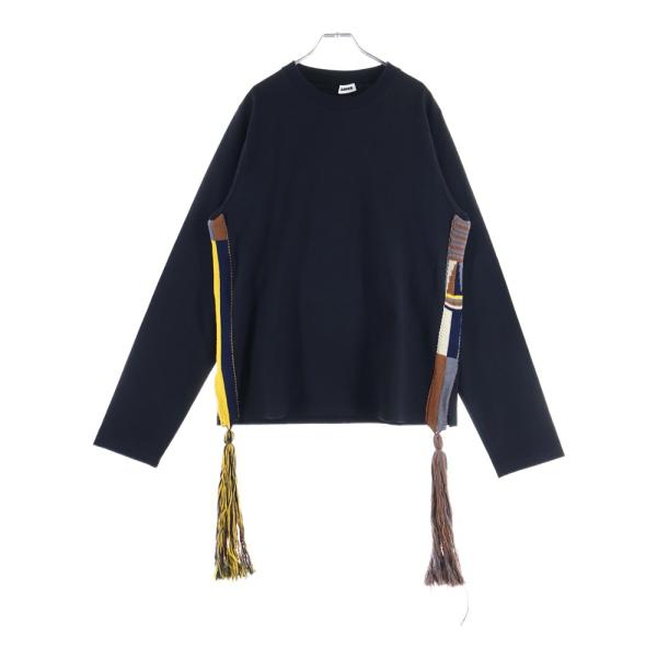JIL SANDER 長袖カットソー ブラック/イエロー JIL SANDER（ジルサンダー） Side Tassel Long Sleeve Top JSMQ707019