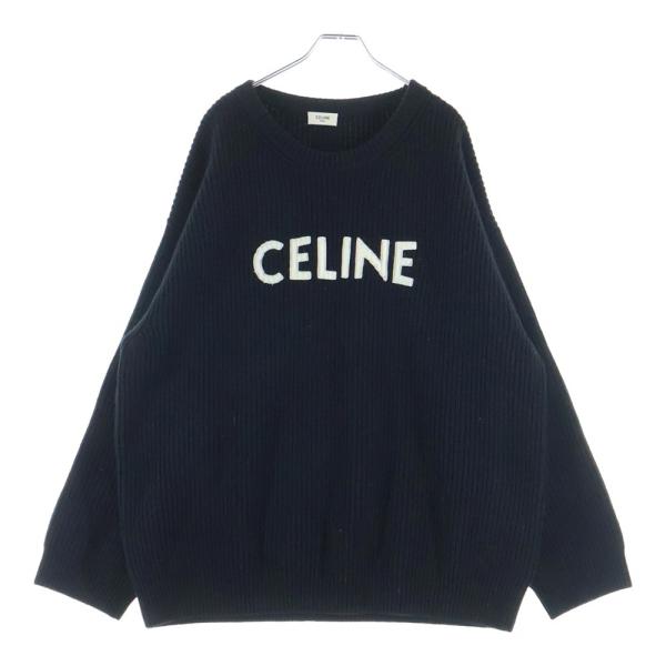 CELINE セリーヌ 21AW Embroidery Over Size Sweater エンブロイダリーロゴ オーバーサイズニットセーター ブラック 2A19R423P CELINE（セリーヌ） 21AW Embroidery Over Size Sweater 2A19R423P