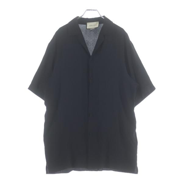 GUCCI グッチ GG Printed Silk Shirt 623156 ZADWP GGプリント シルク半袖シャツ ブラック GUCCI（グッチ） GG Printed Silk Shirt 623156 ZADWP GGプリント