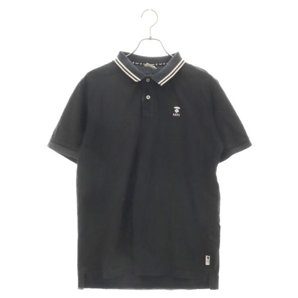 A Bathing Ape 黒 ポロシャツ A BATHING APE ポロシャツ LARGE HEAD POLO BAPEC メンズ