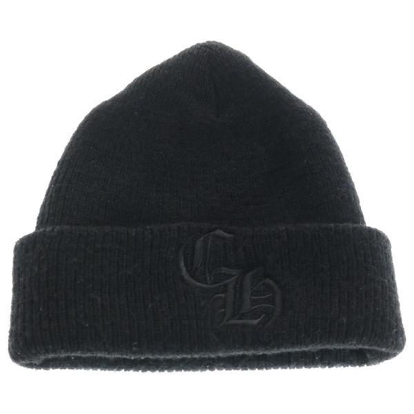 CHROME HEARTS ブラックニット帽 ビーニー CHROME HEARTS（クロムハーツ） CH Logo Embroidery Beanie CHロゴ刺繍