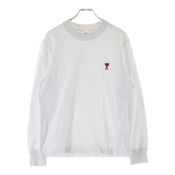 ami paris アミパリス フロントロゴ刺繍長袖Tシャツ コットン