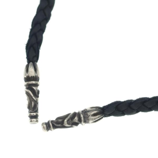 CHROME HEARTS クロムハーツ LEATHER BRAID SCROLL ネックレス レザーブレイドネックレス ブラック/シルバー BCA377 - CHROME HEARTS（クロムハーツ） LEATHER BRAID SCROLL ネックレス