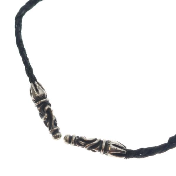 CHROME HEARTS クロムハーツ LEATHER BRAID SCROLL ネックレス レザーブレイドネックレス ブラック/シルバー BCA377 CHROME HEARTS（クロムハーツ） LEATHER BRAID SCROLL ネックレス