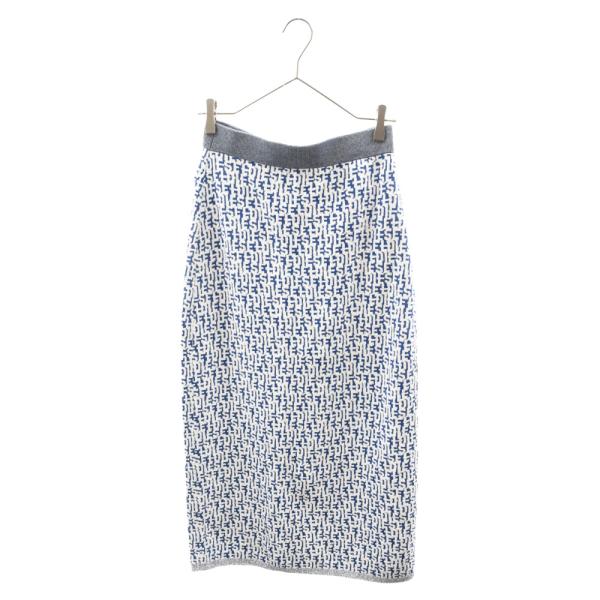 DIESEL ディーゼル ロゴ総柄 ジップアップ ニットスカート ブルー  