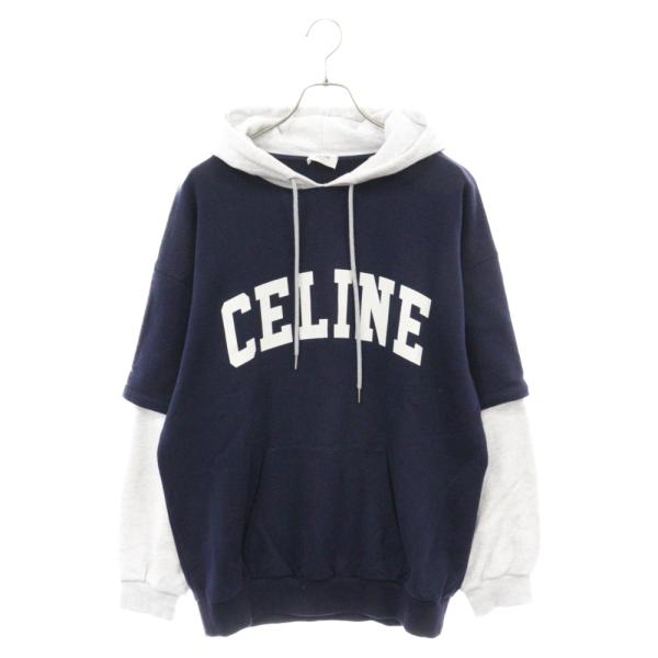 CELINE セリーヌ 22SS コットンフリースツートーンフーディ プル CELINE セリーヌ 22SS コットンフリースツートーンフーディ プル