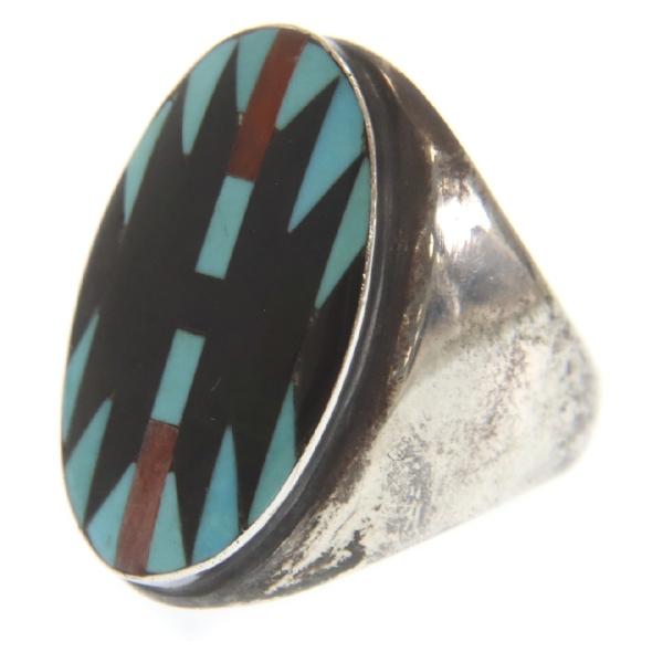 INDIANJEWELRY インディアンジュエリー Inlay Ring by Zuni-10 ズニ族