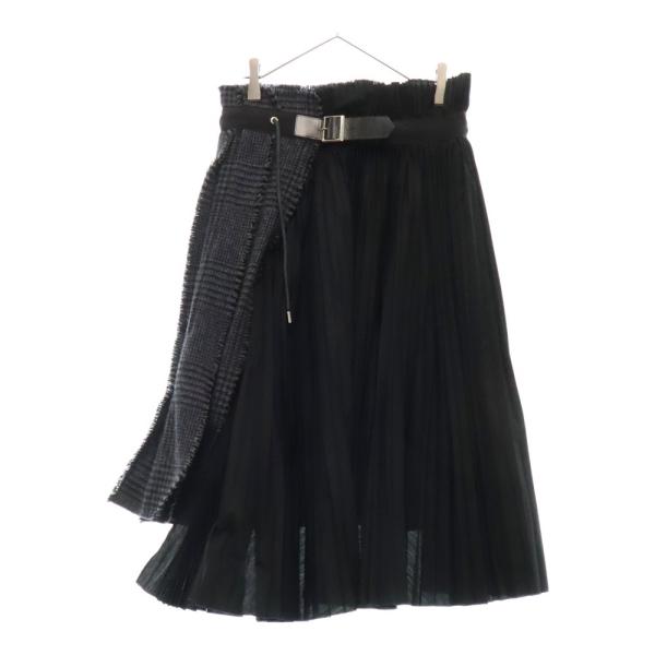 sacai（サカイ） 18AW Pleat Wrap Skirt-Tweed カットオフ加工