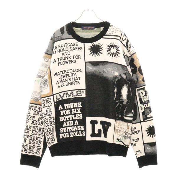 LOUIS VUITTON ルイ・ヴィトン 24SS RM241M CZU HQN32W ファンジン モチーフ マルチ ロゴ ニットセーター マルチカラー系 XL【中古】 shopbring_3825c070005