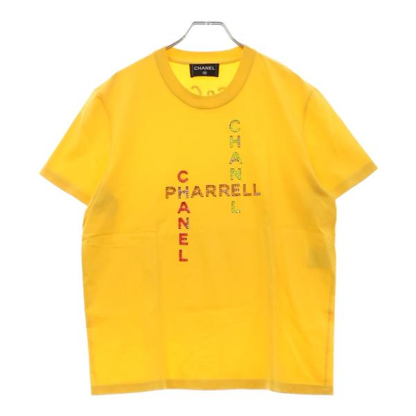 CHANEL - 極美品 CHANEL シャネル ファレル・ウィリアムス 19SS P61052 スパンコールロゴ 半袖Ｔシャツ ブラック マルチ M イタリア製 正規品 レディース shopbring_3825c220009