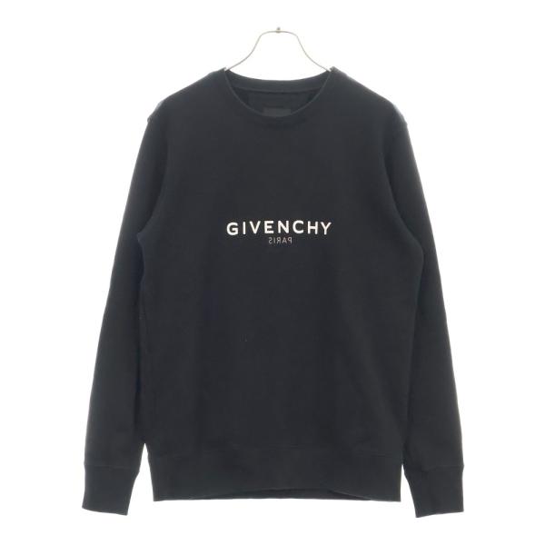 GIVENCHY ジバンシィ Reverse slim fit sweatshirt リバースロゴ クルーネックスウェットトレーナー ブラック BMJ0HA3Y8BN GIVENCHY（ジバンシィ） Reverse slim fit sweatshirt リバースロゴ