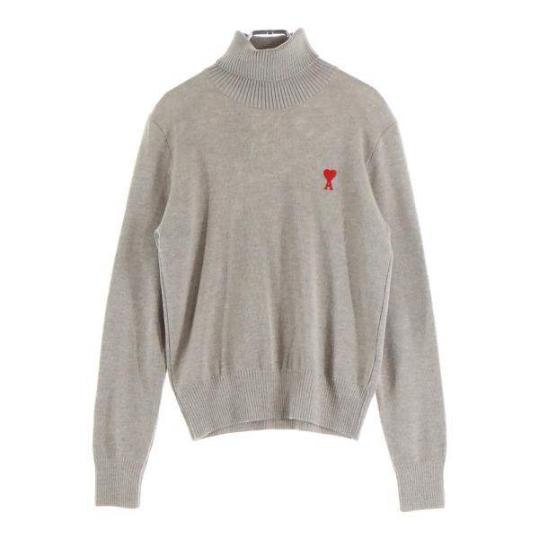ami paris アミパリス ハートロゴ刺繍 タートルネックニットセーター
