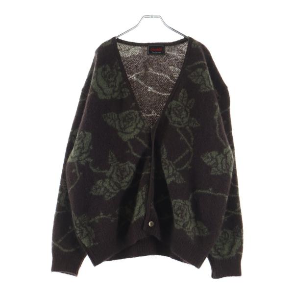 GANGSTERVILLE ギャングスタービル 23AW Mohair Cardigan フラワー柄 長袖モヘアカーディガン ブラウン GSV-23-AW-06 GANGSTERVILLE（ギャングスタービル） 23AW Mohair Cardigan フラワー