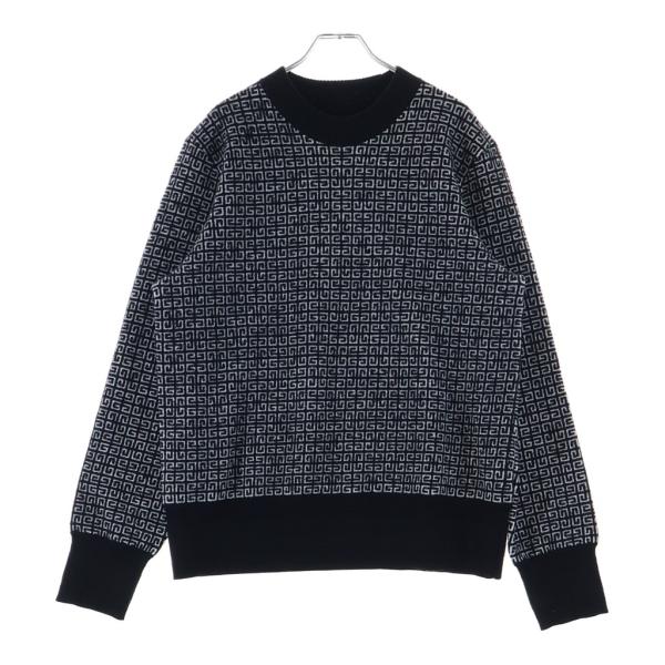 GIVENCHY ジバンシィ 4G Allover Crewneck Sweater オールオーバー クルーネック 長袖ニット セーター ブラック/ホワイト BM90H84Y9F