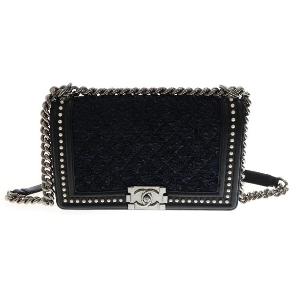 CHANEL シャネル ボーイシャネル ツイード ショルダーバッグ パール 