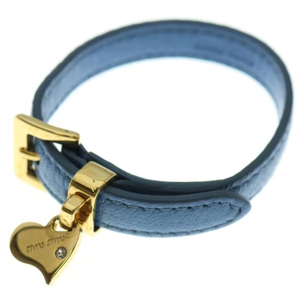 miumiu ミュウミュウ レザーバングル ブレスレット ライトブルー