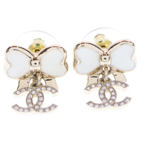 CHANEL（シャネル） ココマーク ラインストーン リボン ピアス