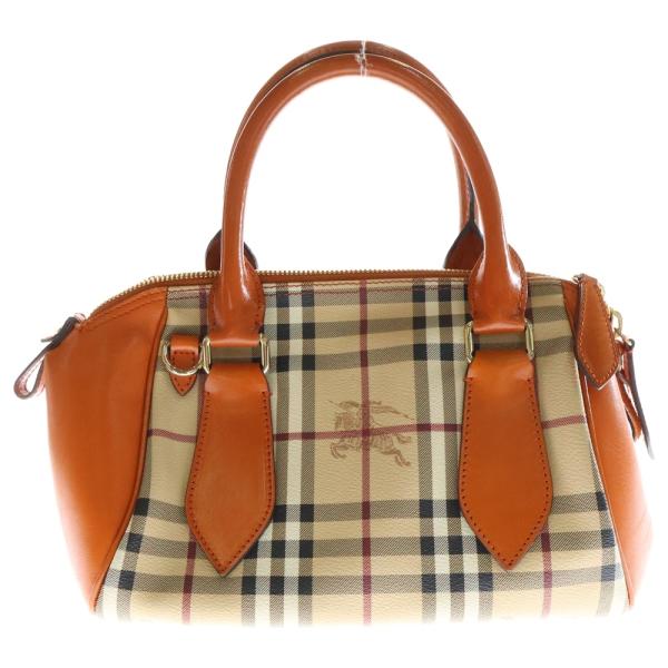 BURBERRY（バーバリー） ロゴ ノバチェック ハンドバッグ オレンジ