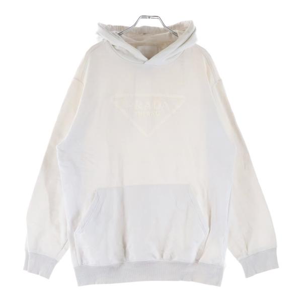 美品 定価28万◇PRADA 20aw 重ね着風 フーディ ケープ スウェットパーカー ショート丈 トライアングルステッチ プラダ イタリア製 PRADA（プラダ） パーカー レディース 立体ロゴ ボックスシルエット