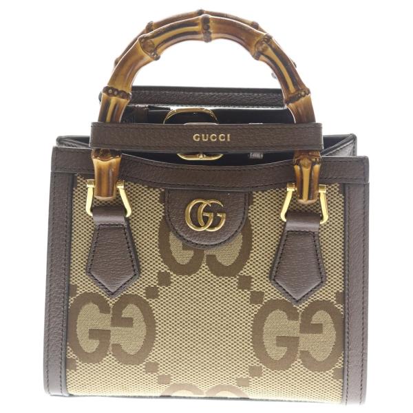 GUCCI グッチ ジャンボGG ダイアナ スモール 2way ハンドバッグ ショルダーバッグ ブラウン×ベージュ キャンバス×レザー 655661 ゴールド金具 GUCCI（グッチ） ジャンボGG ダイアナ スモール 2way ハンドバッグ