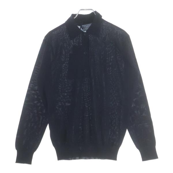 PRADA（プラダ） ウールニット 長袖ポロシャツ ネイビー レディース