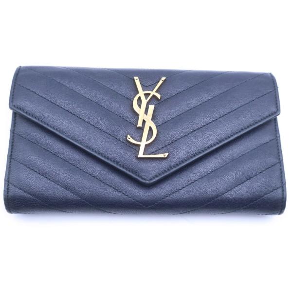 SAINT LAURENT PARIS サンローランパリ カサンドラ ロングウォレット 長財布 カードケース ネイビー レザー 372264 ゴールド金具 SAINT LAURENT PARIS サンローランパリ カサンドラ ロングウォレット