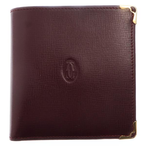 Cartier カルティエ マストライン 二つ折り財布 ボルドー レザー Cartier カルティエ マストライン 二つ折り財布 ボルドー レザー