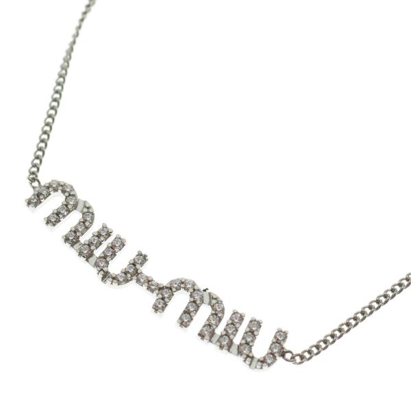 miumiu ミュウミュウ ラインストーン ロゴネックレス ペンダント