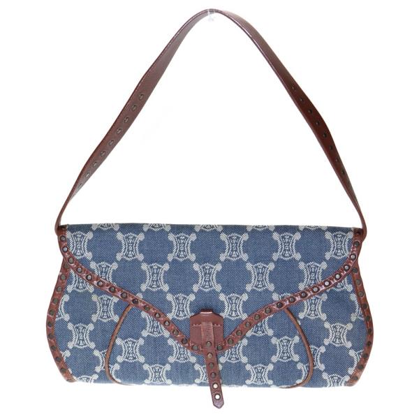 CELINE セリーヌ パリマカダム トートバッグ ショルダーバッグ セミショルダー グラデーション デニム クロコ調 レザー インディゴ 青 アイボリー CELINE（セリーヌ） パリマカダム ハンドバッグ ワンショルダーバッグ