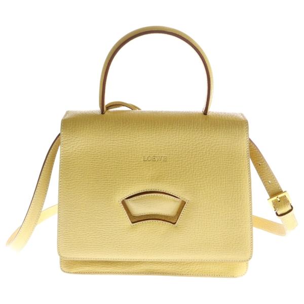LOEWE ロエベ バルセロナ レザー ハンドバッグ　イエロー ロゴ型押 LOEWE（ロエベ） バルセロナ ハンドバッグ イエロー レザー