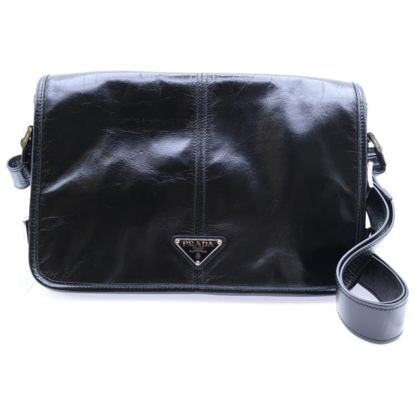 PRADA レザー バック PRADA（プラダ） ショルダーバッグ ブラック ソフトルックスレザー