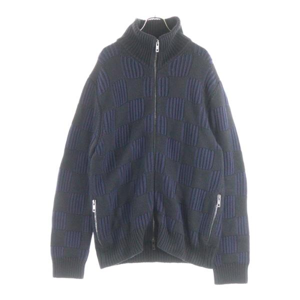 ルイヴィトン ダミエ柄 ジップアップカーディガン 中古・古着通販】LOUIS VUITTON (ルイ ヴィトン) ダミエ柄ジップアップ