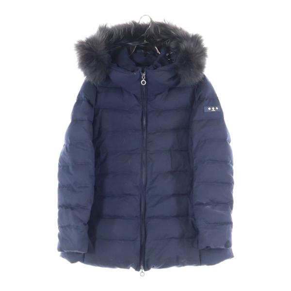 美品 タトラス CERTOSA ダウン 高級Rライン ファー ツイード ネイビー タトラス CERTOSA ダウン ネイビー 1 高級 Rライン ファー ツイード