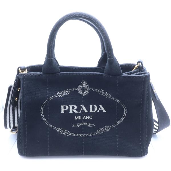 プラダ PRADA カナパ ミニ 1BG439 ブラック ゴールド金具 キャンバス レディース ショルダーバッグ PRADA（プラダ） カナパ ミニ 2WAYハンド ショルダーバッグ ゴールド