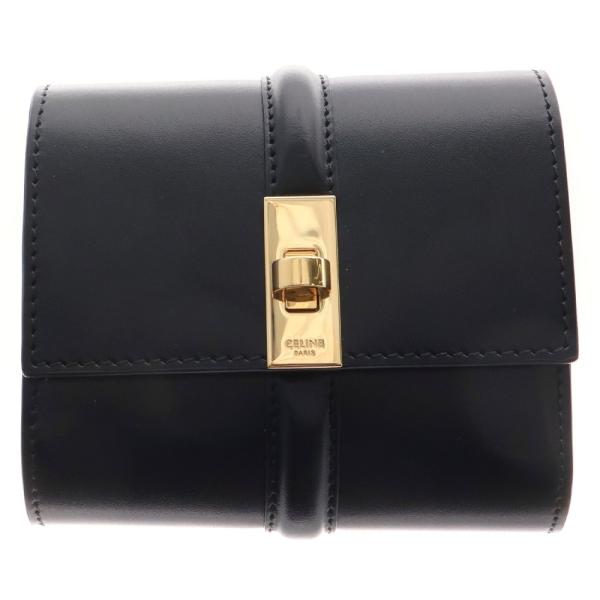 272727様 CELINE 三つ折り財布 ブラック セリーヌ CELINE CELINE 二つ折り財布 TRIOMPHE 10K623DPV レザー