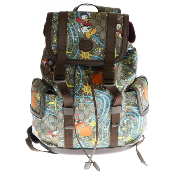 グッチ GUCCI ドナルドダック DISNEY ディズニー 645051 GGスプリーム バックパック リュックサック GGスプリームキャンバス ベージュ×ブラウン×ブルー 美品 GUCCI（グッチ） ×Disney ディズニー ドナルドダック GGスプリーム