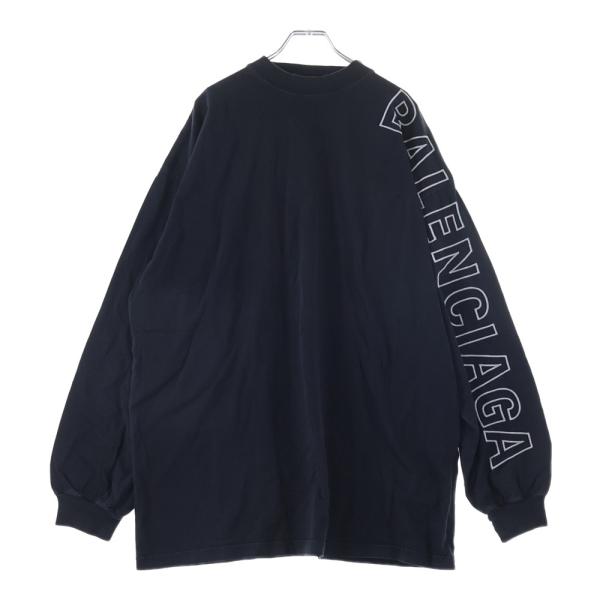 新品未使用タグ付き バレンシアガ ロゴ刺繍 ロングTシャツ BALENCIAGA（バレンシアガ） ユーズド加工 アームロゴ刺繍 ロング