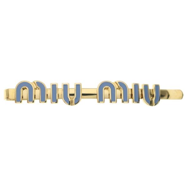 miumiu ミュウミュウ ロゴ ヘアクリップ ヘアピン ゴールド×ライト