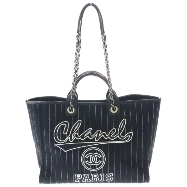 CHANEL（シャネル） ドーヴィルMM キャンバス ロゴ刺繍 トートバッグ